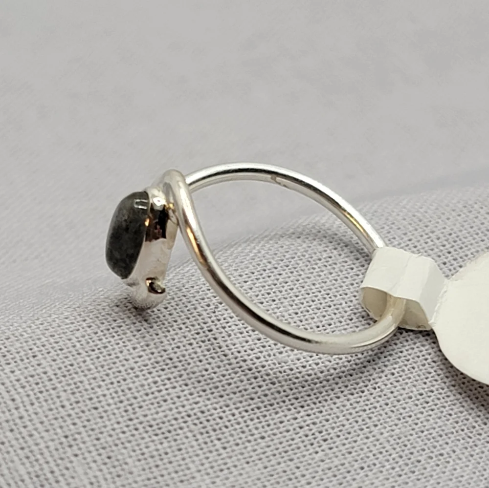Blue Fire Labradorite 925 Sterling Silver Genuine Gemstone Ring Dainty